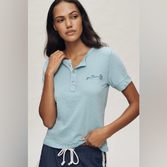 Pilcro Tops - Pilcro Embroidered Icon Henley T-Shirt-XS